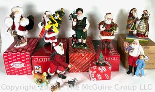 Group of Vintage Standing Santa Claus Christmas Decorations Including Possible Dreams Clothtique Santas, San Francisco and Jim Shore. 