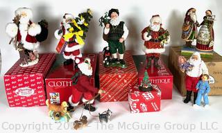 Group of Vintage Standing Santa Claus Christmas Decorations Including Possible Dreams Clothtique Santas, San Francisco and Jim Shore. 