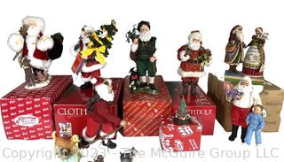 Group of Vintage Standing Santa Claus Christmas Decorations Including Possible Dreams Clothtique Santas, San Francisco and Jim Shore. 