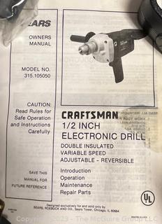 NOS NIB Sears Best Craftsman 1/2" Variable Speed Electric Drill 0-600rpms