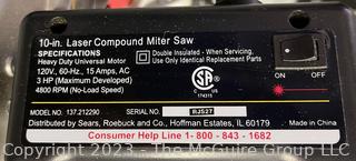 Sears 3 HP 10" Laser Compound Miter Saw. Model 137.212290 SN# RJS27  