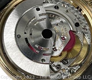 Circa 1970 ROLEX Oyster Perpetual Date - 26 Jewels, 5 positions Montres Movement.   Working. 1 Owner. Back was removed by technician to show authenticity of movement.  Case is stamped 14k. See all photos in the photo gallery.  Payment by certified funds only for this Lot.  