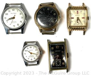 Five (5) Men's Wristwatches Including Rutex, Chronos, Benrus & Wodsworth