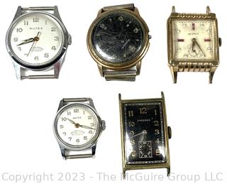 Five (5) Men's Wristwatches Including Rutex, Chronos, Benrus & Wodsworth