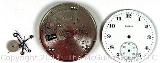 Elgin Pocket Watch Parts including Enamel Dial