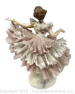 Dresden German Porcelain Lace Ballerina Miniature Figurine