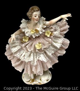 Dresden German Porcelain Lace Ballerina Miniature Figurine