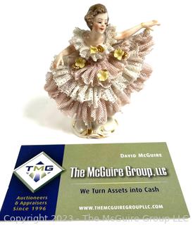 Dresden German Porcelain Lace Ballerina Miniature Figurine