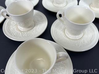 Set of Nine (9) Wedgwood Etruria Barlaston Patrician Ivory Cups and Saucers