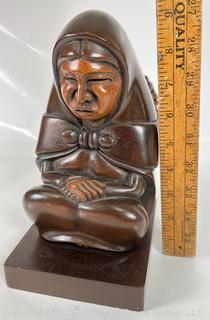 Carved Wood Woman with Baby Sculpture by Miquel Callisaya, Bolivia. 6 x 9"