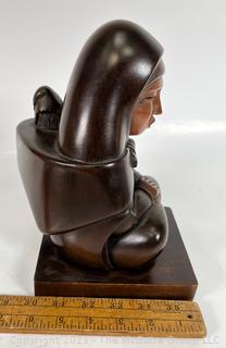 Carved Wood Woman with Baby Sculpture by Miquel Callisaya, Bolivia. 6 x 9"