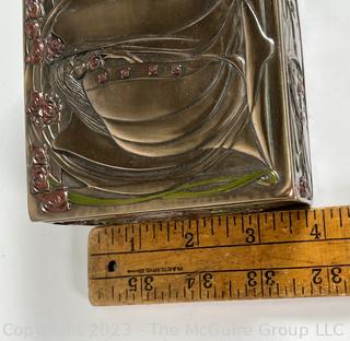 Reproduction Mackintosh Style Art Nouveau Rose Maiden Trinket Box Made by Veronese Design. 4w x 4d x 4h"