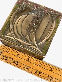 Reproduction Mackintosh Style Art Nouveau Rose Maiden Trinket Box Made by Veronese Design. 4w x 4d x 4h"