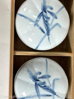 Japanese Porcelain Tea Set with Two (2) Cups with Lids in Box. 