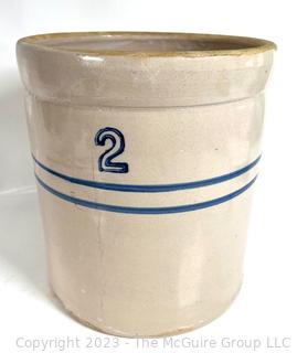 Antique 2 Gallon Stoneware Crock, circa 1910. 10"T x 9" Diameter