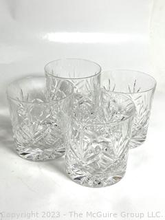 Set of Four (4) Thomas Webb Crystal Rocks Glasses in Box.