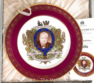 Decorative and Porcelain Items Including The Churchill Plate -  A Limited Edition of 5000 Specially Commissioned Portrait Plates by Thomas Goode and Co of London and Made by Spode In Box.  