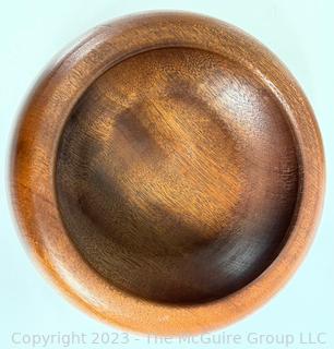 Hand Turned Wood Bowl Signed by Artist, Kotobuki San Francisco Trivet and Twin Compartment Tea Caddy