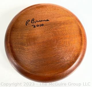 Hand Turned Wood Bowl Signed by Artist, Kotobuki San Francisco Trivet and Twin Compartment Tea Caddy