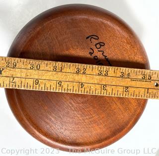 Hand Turned Wood Bowl Signed by Artist, Kotobuki San Francisco Trivet and Twin Compartment Tea Caddy