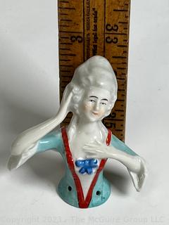 Antique German Porcelain "Half Doll" Figurine, c 1920's. 2.5"T