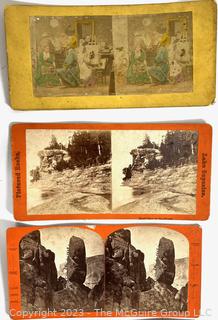 Vintage Stereoscope and Cards - American and International ~ 60 cards