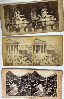 Vintage Stereoscope and Cards - American and International ~ 60 cards