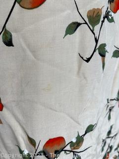 Vintage White with Red Fruit Raw Silk Kimono or Robe Made In Japan