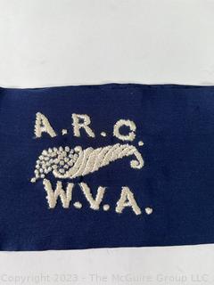 WWI American Red Cross Blue with White Band Nurses Head scarf  or veil with Embroidered ARC WVA Armband with Cornucopia. 