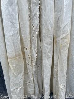 Edwardian White Lace with Blue Silk Ribbon Tie Cotton Robe or Dress