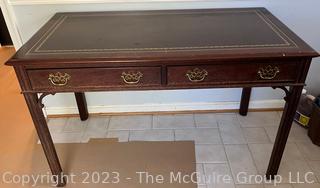 Hekman Mahogany Chippendale Writing Desk with Leather Top.  48ʺW × 25ʺD × 30ʺH