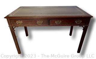 Hekman Mahogany Chippendale Writing Desk with Leather Top.  48ʺW × 25ʺD × 30ʺH