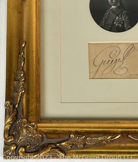 Framed Under Glass Oversized Signature King George III (1738 - 1820) With Oval Steel Engraving. King Of Great Britain and Ireland from October 1760 Until His Death in January 1820. 11 X 13"