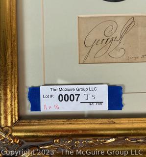 Framed Under Glass Oversized Signature King George III (1738 - 1820) With Oval Steel Engraving. King Of Great Britain and Ireland from October 1760 Until His Death in January 1820. 11 X 13"