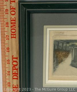 Set of Three (3) Framed Under Glass Color Lithographs of Paris Signed by Artists. 10 x 21"