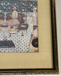 Framed Under Glass Gauche on Paper "Two Moghul Princes Conversing at Night" by Persian School. 15 x 19"