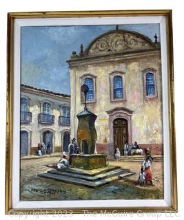 Framed Oil on Canvas of San Papolo Church by Felicio Seraphim. 21" x 24"