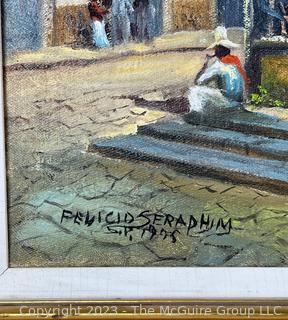 Framed Oil on Canvas of San Papolo Church by Felicio Seraphim. 21" x 24"