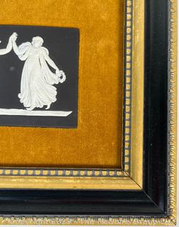 Framed Wedgwood Black Jasperware Plaque or Frieze of Neoclassical Scene the "Dancing Hours". Made in England. 14 x 8"