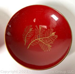 Set of Three (3) Red Japanese Lacquerware Sake Cups