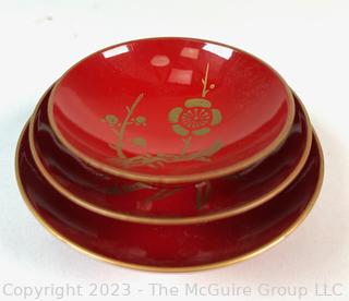 Set of Three (3) Red Japanese Lacquerware Sake Cups