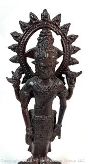 Indonesian Javanese Standing Bronze Coated Shiva Statue  