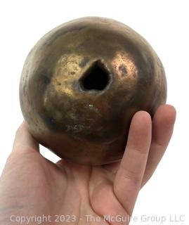 Artisan Made Hammered Brass Ball Vase.  