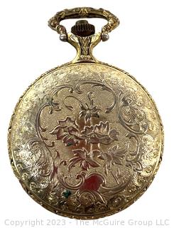 Majestron Full Hunter Quartz Pocket Watch with Deer Embossed Case. 