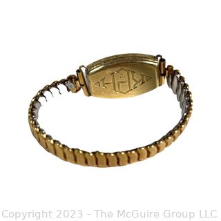 14kt Yellow Gold Wrist Watch Case and Band.  15.5 grams total weight including band.  