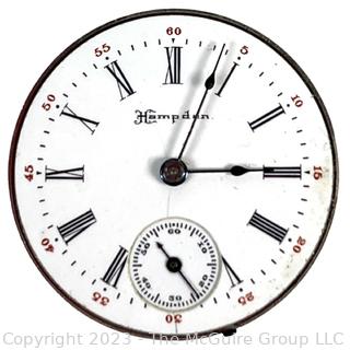 Hampden Pocket Watch Enamel Dial and Movement