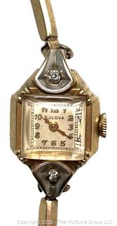 Bulova 14kt Yellow Gold Ladies Wrist Watch.  14.4 grams total weight