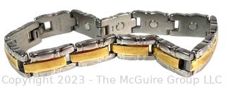 Men's Stainless Steel and 24kt Gold Plated Link Bracelet