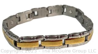 Men's Stainless Steel and 24kt Gold Plated Link Bracelet