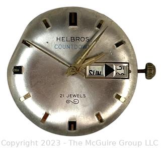 1970's Helbros Countdown Men's 21 Jewel Dual Calendar Wrist Watch